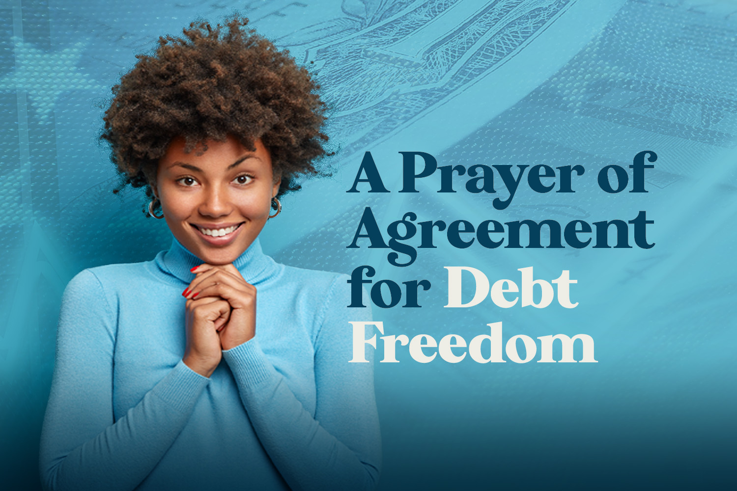 Woman dressed in blue by article title