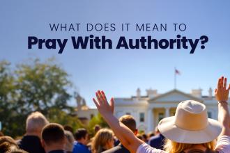 Group of people praying at the White House